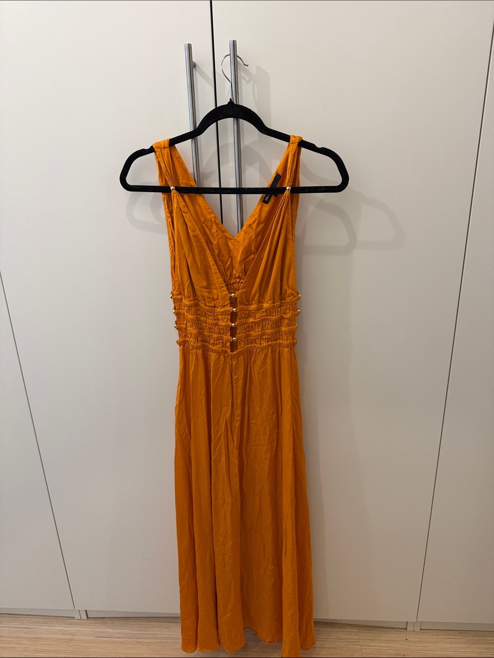 MAJE Sunset Orange Sleeveless V-Neck Maxi Dress